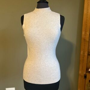 Express Cream Fitted Sleeveless Top